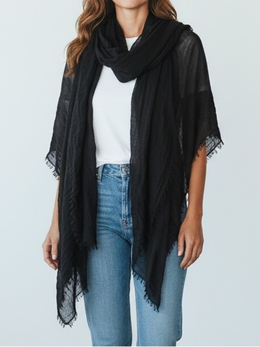 Echo Black Gauze Large Lightweight Shawl Wrap Sarong NWT